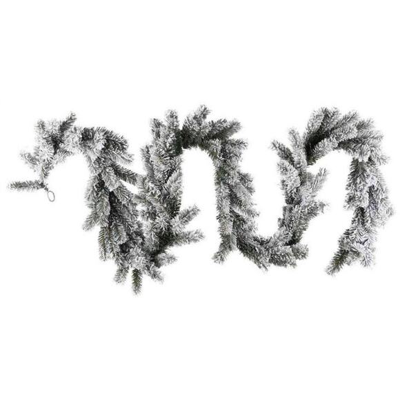 9' Christmas Unlit Flocked Green Pine Garland by Bloom Room - Picture 1 of 2